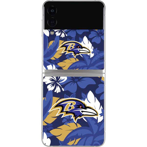 NFL Baltimore Ravens Tropical Print Galaxy Z Flip4 5G Skin