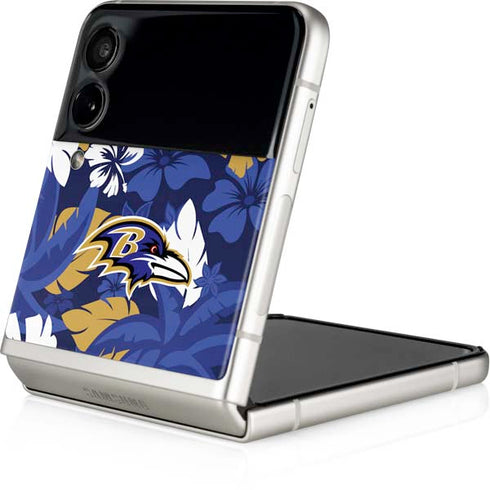 NFL Baltimore Ravens Tropical Print Galaxy Z Flip4 5G Skin