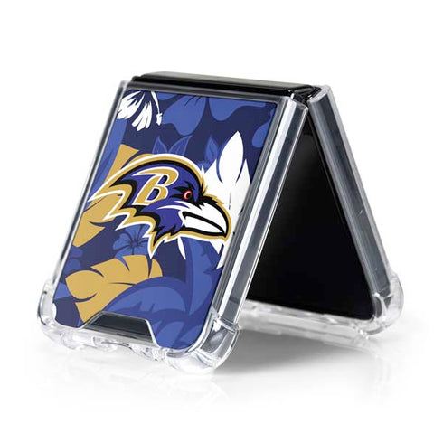 NFL Baltimore Ravens Tropical Print Galaxy Z Flip5 5G Clear Case