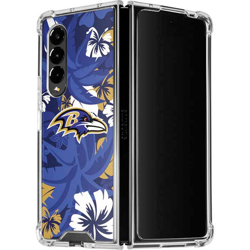 NFL Baltimore Ravens Tropical Print Galaxy Z Fold4 5G Clear Case