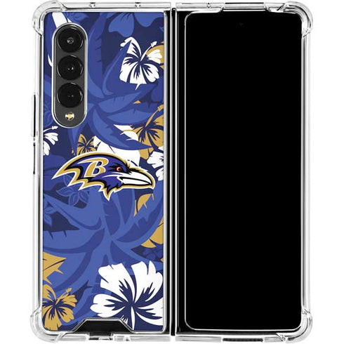 NFL Baltimore Ravens Tropical Print Galaxy Z Fold4 5G Clear Case