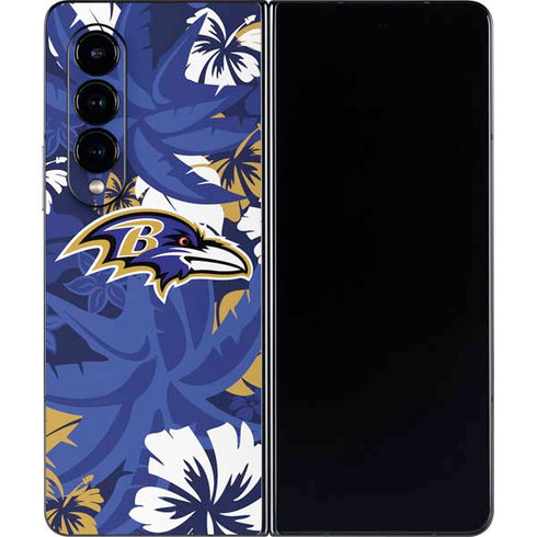 NFL Baltimore Ravens Tropical Print Galaxy Z Fold4 5G Skin