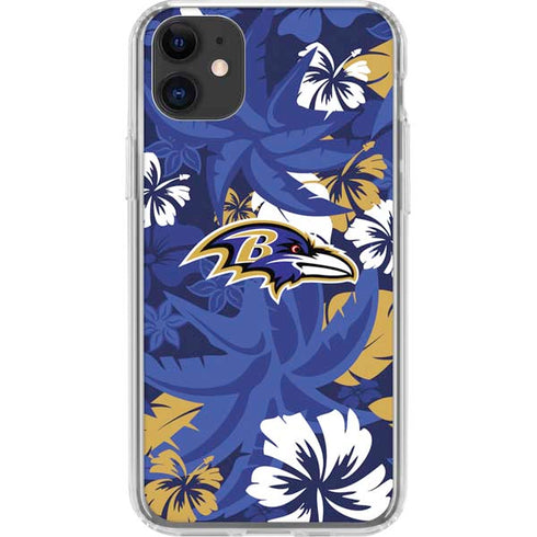 NFL Baltimore Ravens Tropical Print iPhone 11 Clear Case
