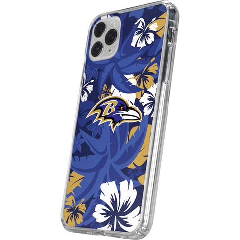 NFL Baltimore Ravens Tropical Print iPhone 11 Pro Clear Case