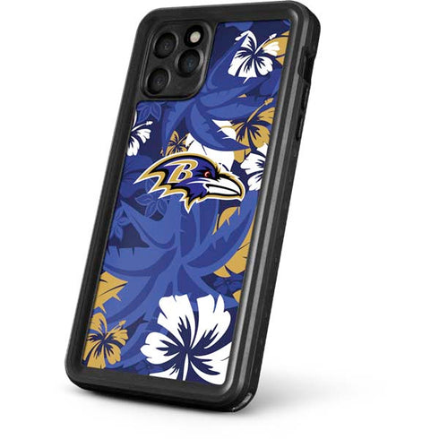 NFL Baltimore Ravens Tropical Print iPhone 11 Pro Waterproof Case