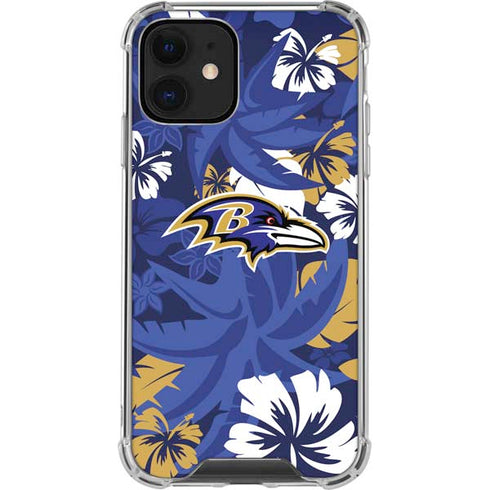 NFL Baltimore Ravens Tropical Print iPhone 12 Clear Case