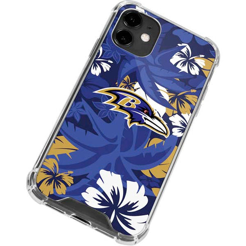 NFL Baltimore Ravens Tropical Print iPhone 12 Clear Case