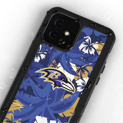 NFL Baltimore Ravens Tropical Print iPhone 12 Mini Waterproof Case