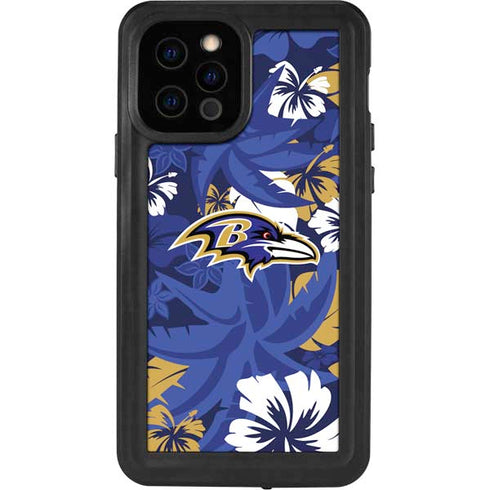 NFL Baltimore Ravens Tropical Print iPhone 12 Pro Waterproof Case