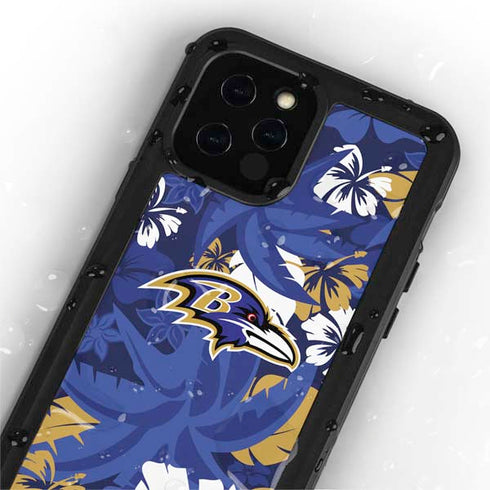 NFL Baltimore Ravens Tropical Print iPhone 12 Pro Waterproof Case