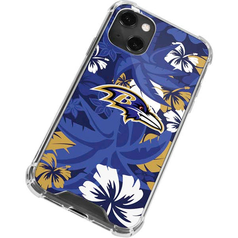 NFL Baltimore Ravens Tropical Print iPhone 13 Mini Clear Case