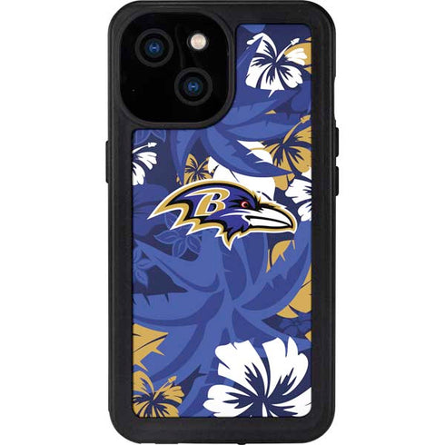 NFL Baltimore Ravens Tropical Print iPhone 13 Mini Waterproof Case