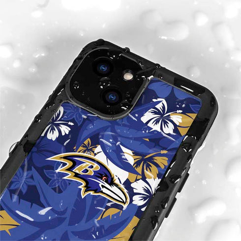 NFL Baltimore Ravens Tropical Print iPhone 13 Mini Waterproof Case
