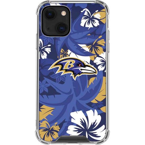 NFL Baltimore Ravens Tropical Print iPhone 14 Clear Case