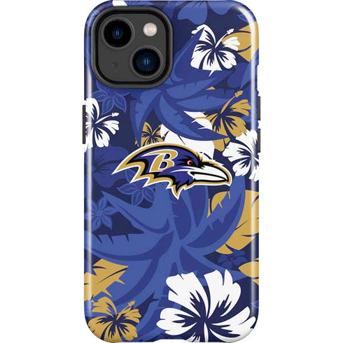 NFL Baltimore Ravens Tropical Print iPhone 15 Plus Impact Case