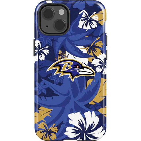 NFL Baltimore Ravens Tropical Print iPhone 14 Impact Case