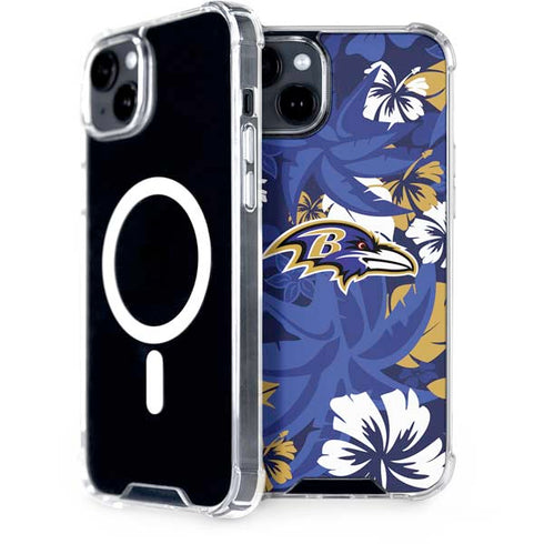 NFL Baltimore Ravens Tropical Print iPhone 15 Plus MagSafe Case
