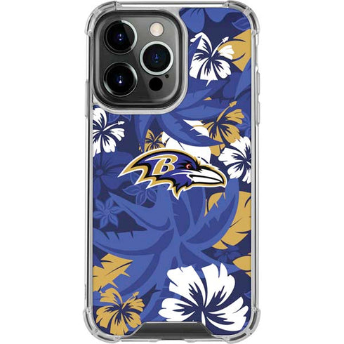 NFL Baltimore Ravens Tropical Print iPhone 15 Pro Clear Case