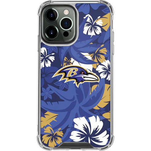 NFL Baltimore Ravens Tropical Print iPhone 14 Pro Max Clear Case