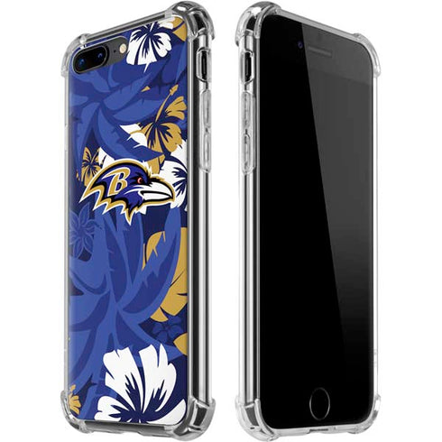 NFL Baltimore Ravens Tropical Print iPhone 7/8 Plus Clear Case