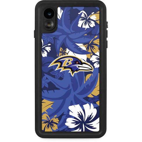 NFL Baltimore Ravens Tropical Print iPhone XR Waterproof Case