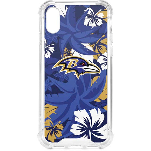 NFL Baltimore Ravens Tropical Print iPhone XS Clear Case