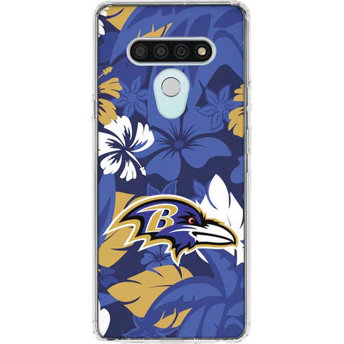 NFL Baltimore Ravens Tropical Print LG Stylo 6 Clear Case
