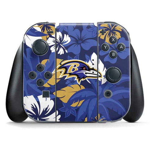NFL Baltimore Ravens Tropical Print Nintendo Switch (2017-2021) Joy-Con Controller Skin