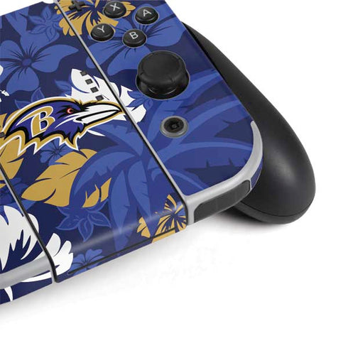 NFL Baltimore Ravens Tropical Print Nintendo Switch OLED (2021) Skin