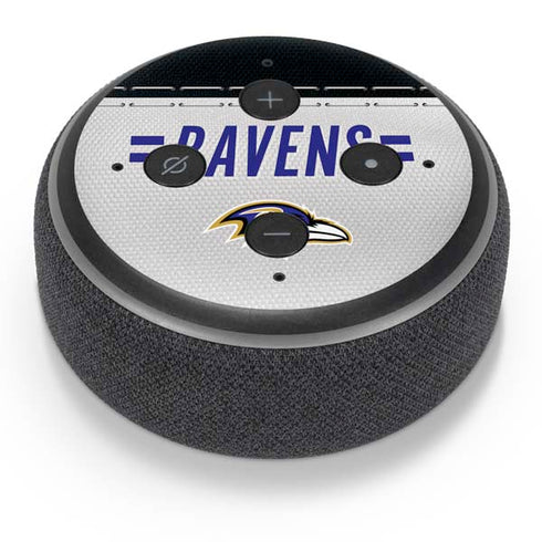NFL Baltimore Ravens White Striped Amazon Echo Dot Skin