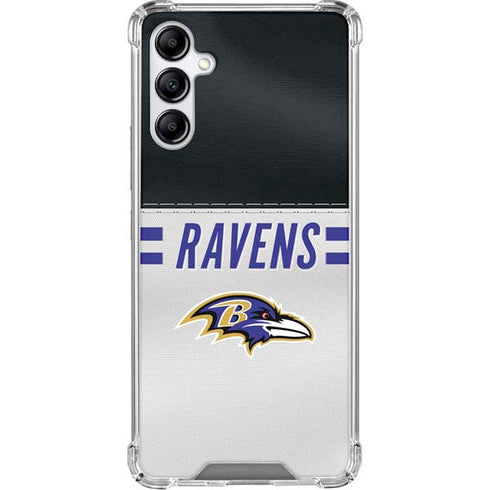 NFL Baltimore Ravens White Striped Galaxy A15 5G Clear Case