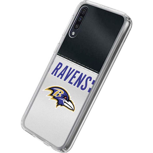 NFL Baltimore Ravens White Striped Galaxy A50 Clear Case