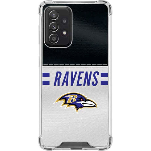 NFL Baltimore Ravens White Striped Galaxy A52 5G Clear Case