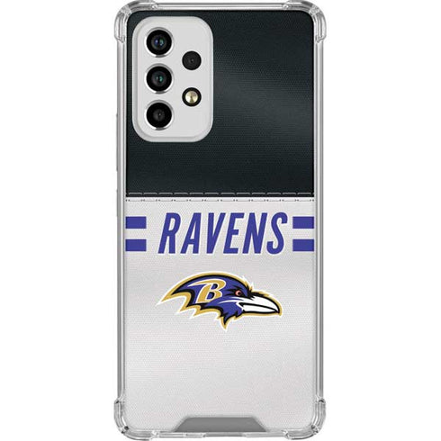 NFL Baltimore Ravens White Striped Galaxy A53 5G Clear Case
