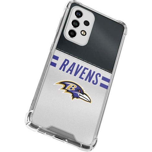 NFL Baltimore Ravens White Striped Galaxy A53 5G Clear Case