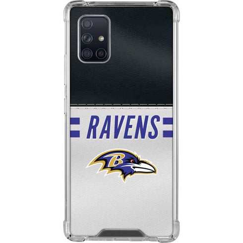NFL Baltimore Ravens White Striped Galaxy A71 5G Clear Case