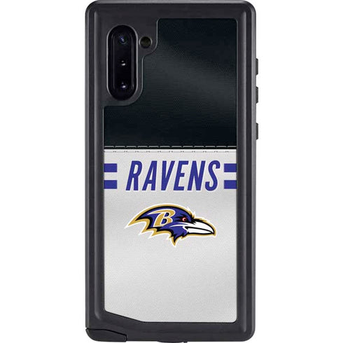 NFL Baltimore Ravens White Striped Galaxy Note 10 Waterproof Case