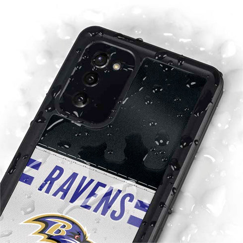 NFL Baltimore Ravens White Striped Galaxy Note20 5G Waterproof Case