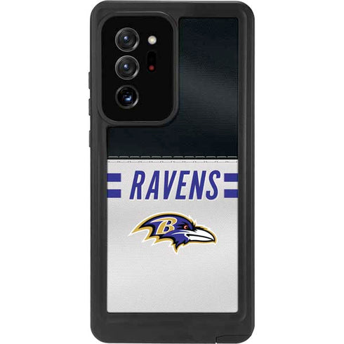 NFL Baltimore Ravens White Striped Galaxy Note20 Ultra 5G Waterproof Case