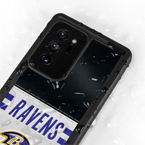 NFL Baltimore Ravens White Striped Galaxy Note20 Ultra 5G Waterproof Case