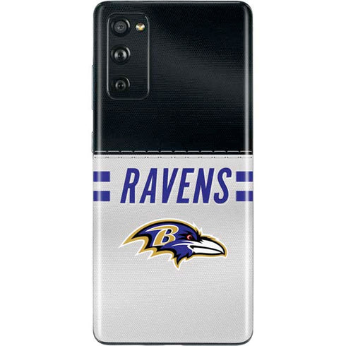 NFL Baltimore Ravens White Striped Galaxy S20 Fan Edition Skin