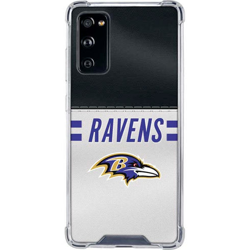NFL Baltimore Ravens White Striped Galaxy S20 FE Clear Case