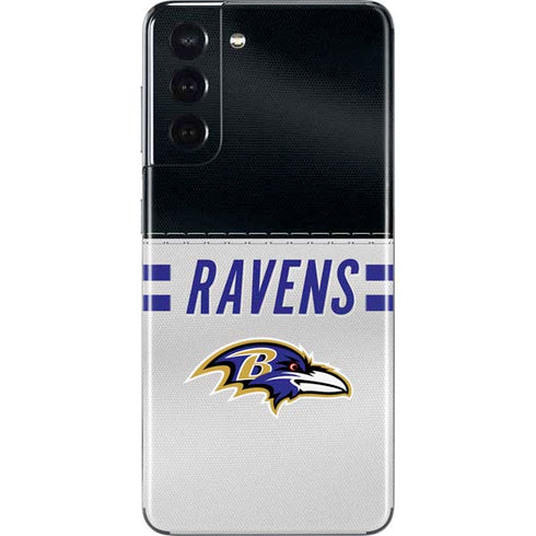 NFL Baltimore Ravens White Striped Galaxy S21 5G Skin