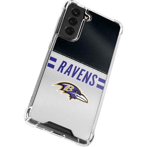 NFL Baltimore Ravens White Striped Galaxy S21 FE Clear Case
