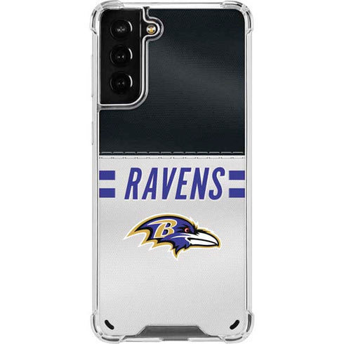NFL Baltimore Ravens White Striped Galaxy S21 Plus 5G Clear Case