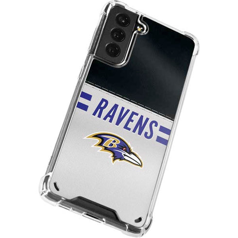 NFL Baltimore Ravens White Striped Galaxy S21 Plus 5G Clear Case