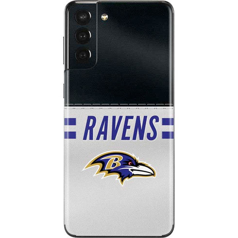 NFL Baltimore Ravens White Striped Galaxy S21 Plus 5G Skin