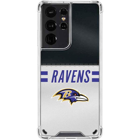 NFL Baltimore Ravens White Striped Galaxy S21 Ultra 5G Clear Case
