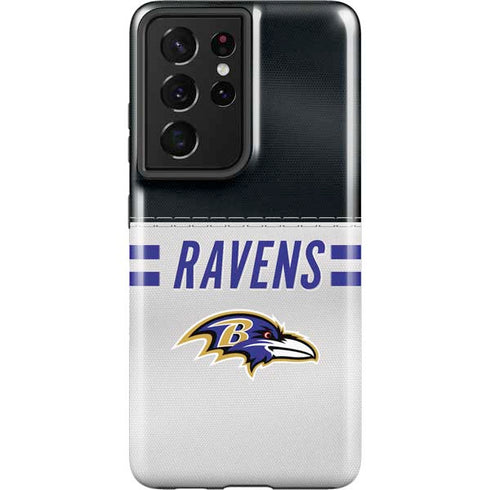 NFL Baltimore Ravens White Striped Galaxy S21 Ultra 5G Pro Case