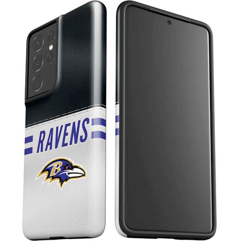 NFL Baltimore Ravens White Striped Galaxy S21 Ultra 5G Pro Case